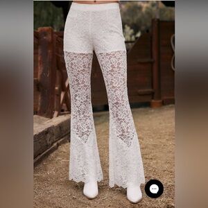 NWT 12th Tribe Amari White Lace Pull On Pants